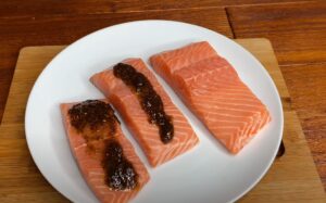 Salmon fillets coated with a rich, dark spice blend