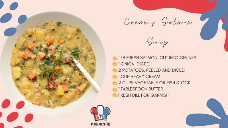 The Image Shows the Ingredients for Creamy Salmon Soup